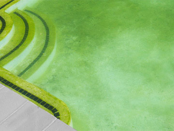Green swimming pool caused by algae formation