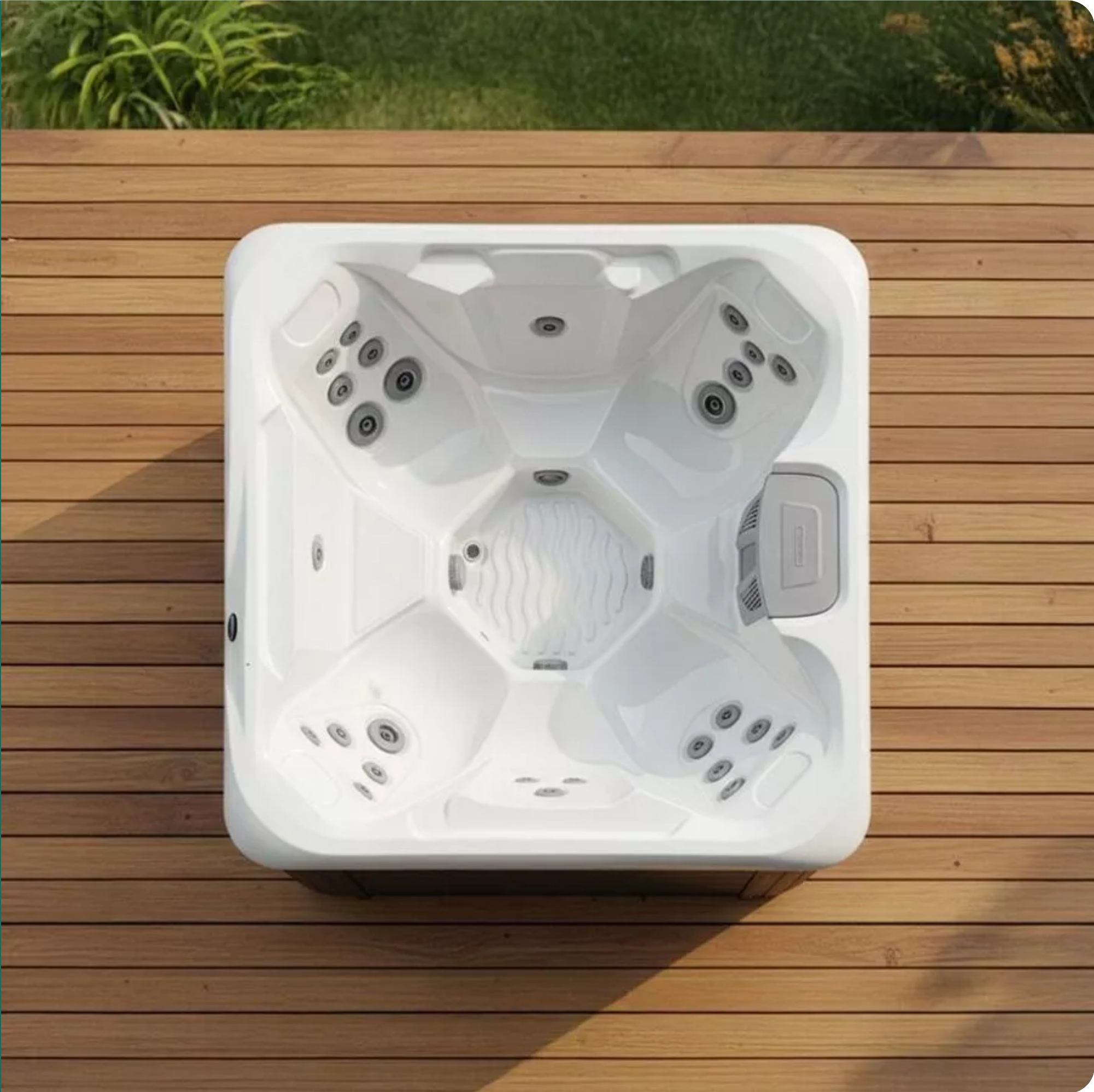 AquaSolus Vacation Series hot tub on decking