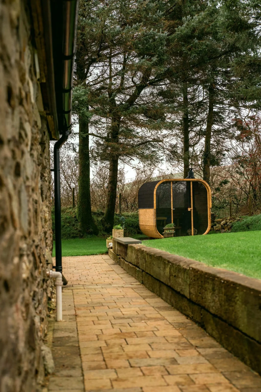 Hekla outdoor sauna in a garden